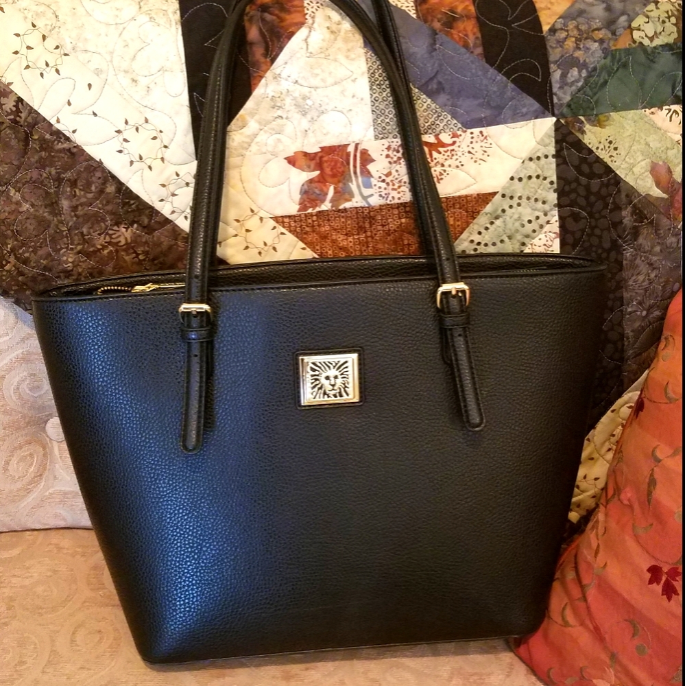 Anne Klein Black Pebble Tote Bag
